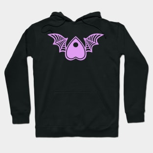 Planchette with Wings - Lavendar on Black Hoodie